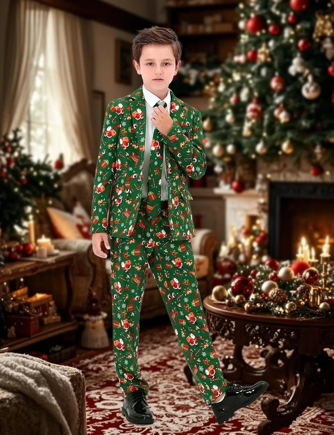 A&J DESIGN Boys Funny Print Suit for 6-16 Years