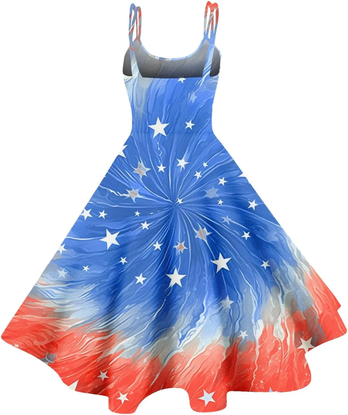 ADHOWBEW 4th of July Dress Women 2025 Sexy Holiday USA American Flag Flowy Sleeveless Graphic Plus Size Dresses