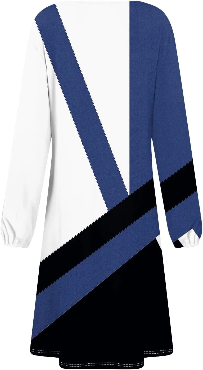 ADHOWBEW Dresses for Women 2025 Long Sleeve Round Neck Plus Size Sexy Trendy Casual Dresses