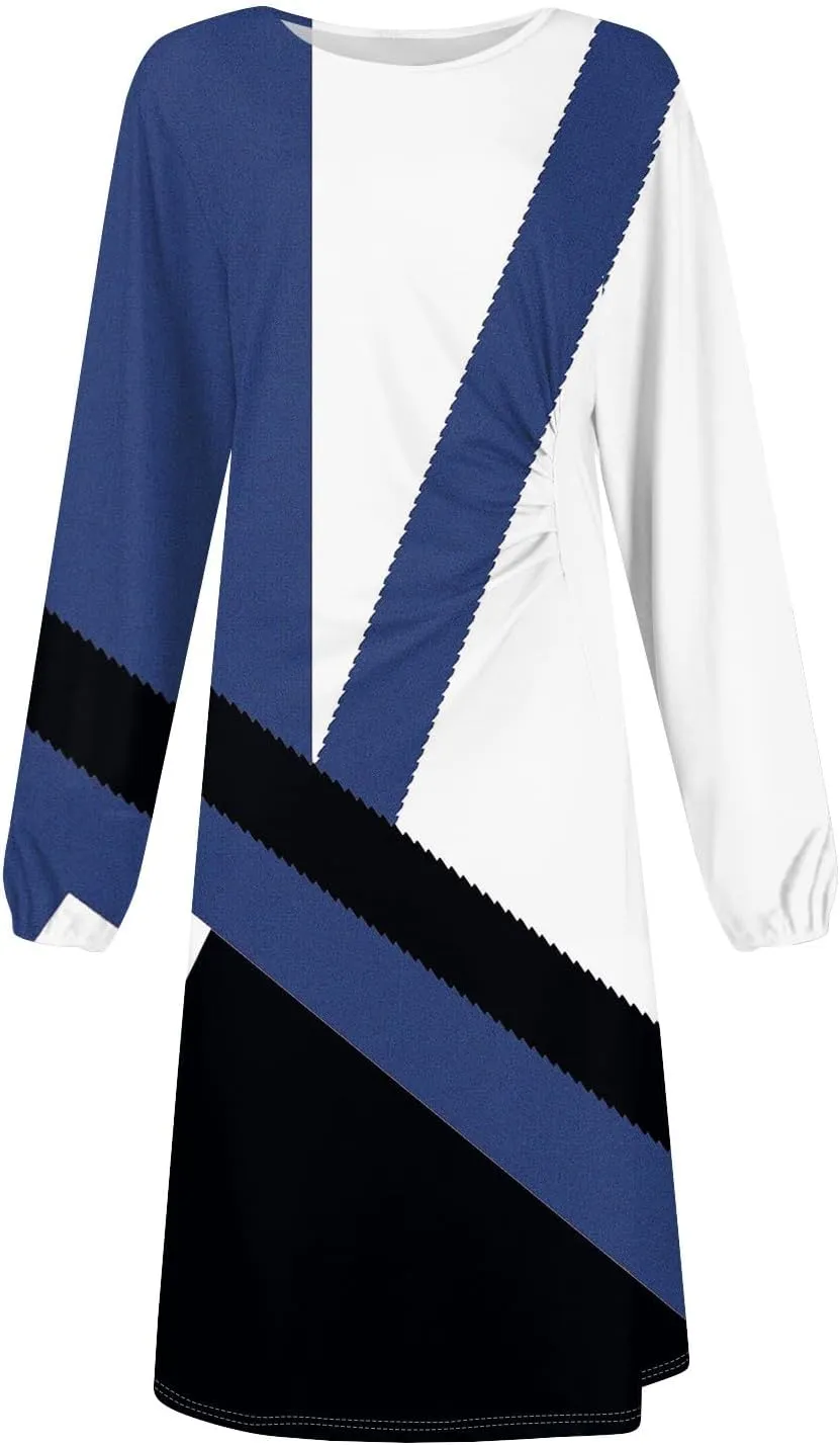 ADHOWBEW Dresses for Women 2025 Long Sleeve Round Neck Plus Size Sexy Trendy Casual Dresses