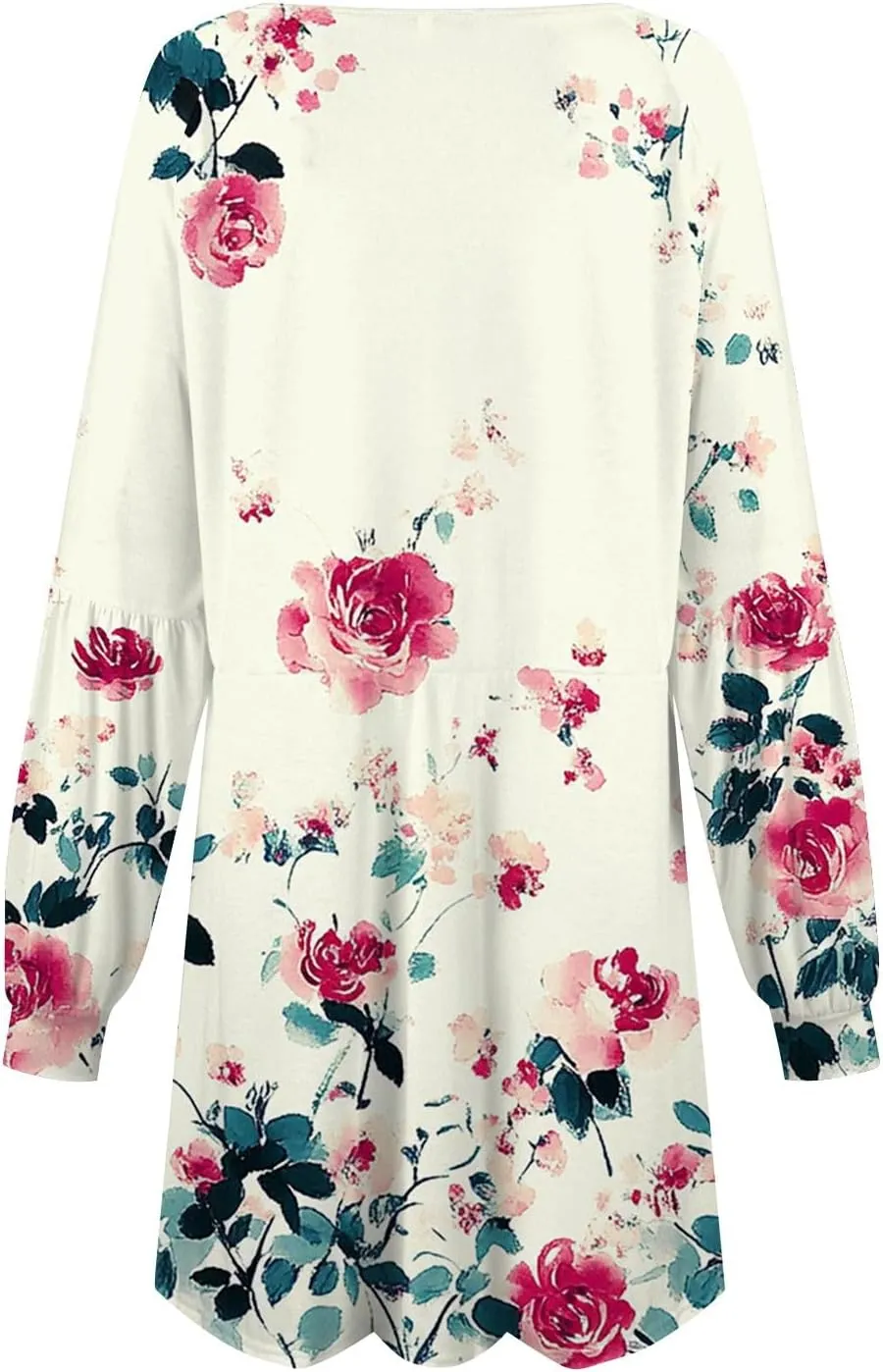 ADHOWBEW Summer Dresses for Women 2025 Long Sleeve Trendy Plus Size Sexy Casual Round Neck Midi Dresses