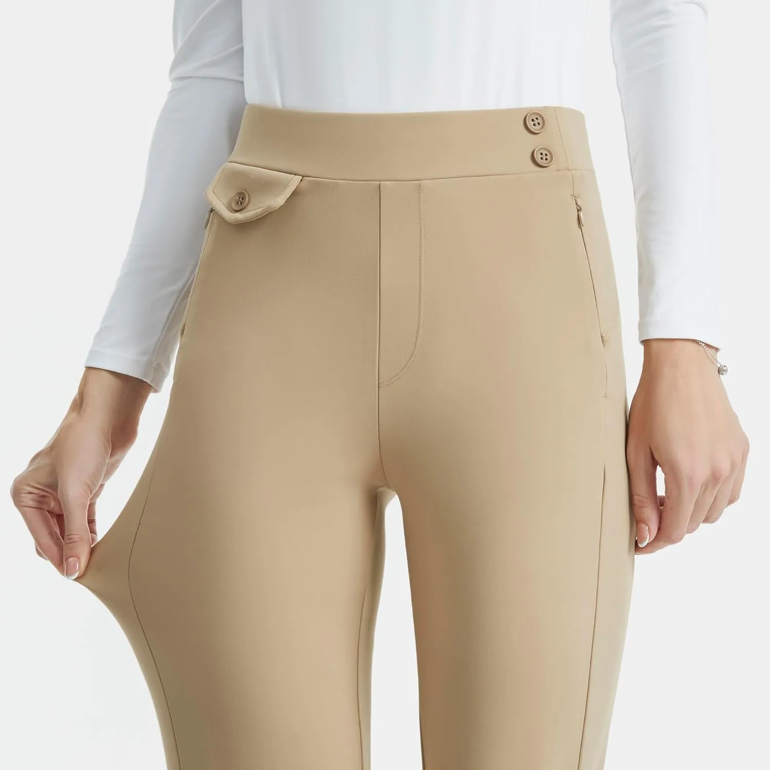 AFITNE Women's Yoga Dress Pants High Waist Pull On Stretchy Straight Leg Work Casual Slacks with Water-Repellent Fabric