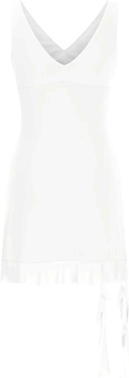 Akklian Womens Summer Dresses Sexy Slit Bodycon Dresses V Neck Backless Y2K Ruffle Trim Fringe Cocktail Party Club Mini Dress