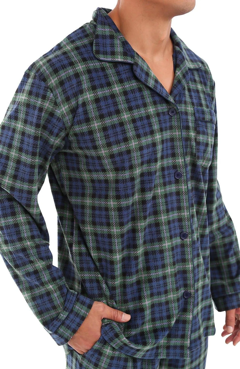 Alexander Del Rossa Men's Fleece Pajamas Set, Mens Warm Pajamas Set for, Mens Fleece PJs