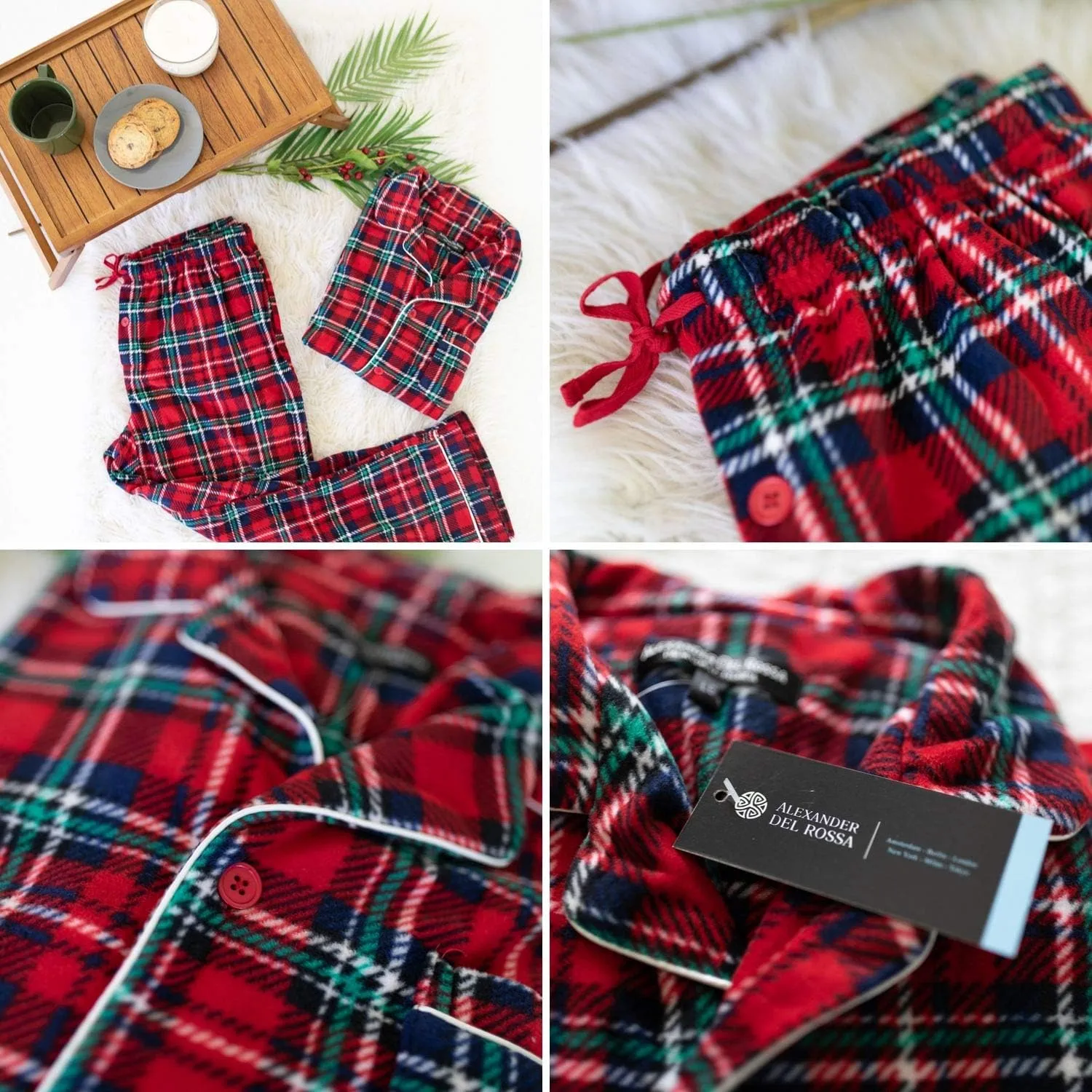 Alexander Del Rossa Men's Fleece Pajamas Set, Mens Warm Pajamas Set for, Mens Fleece PJs
