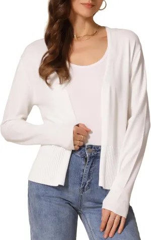 Allegra K Casual Knit Cardigan for Women's Open Front Long Sleeve Lightweight Outwear