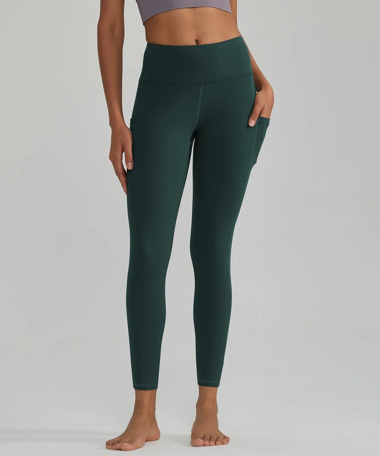 ALONG FIT Anti-Nail Leggings for Women, Non-See-Through Yoga Pants with Phone Pockets, Tummy Control Full-Length/Capri Tights