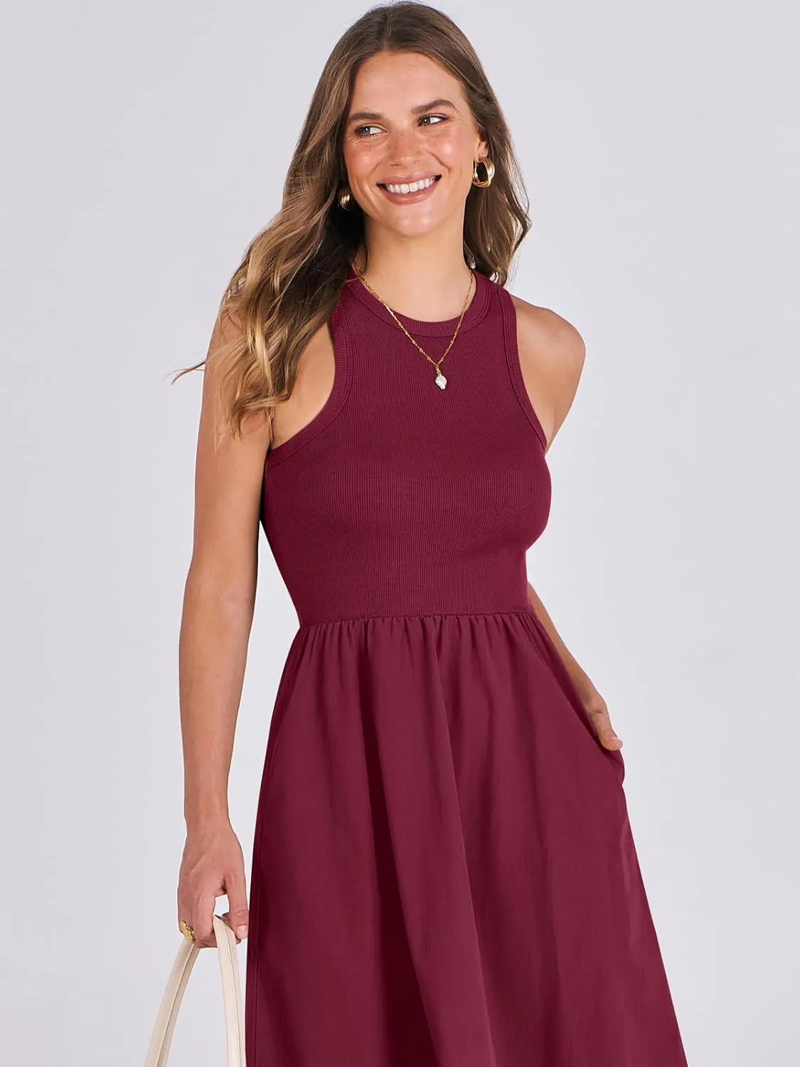 ANRABESS Womens 2025 Summer Casual Maxi Dress A line Tiered Flowy Short Sleeve Crewneck T Shirt Beach Travel Long Dresses