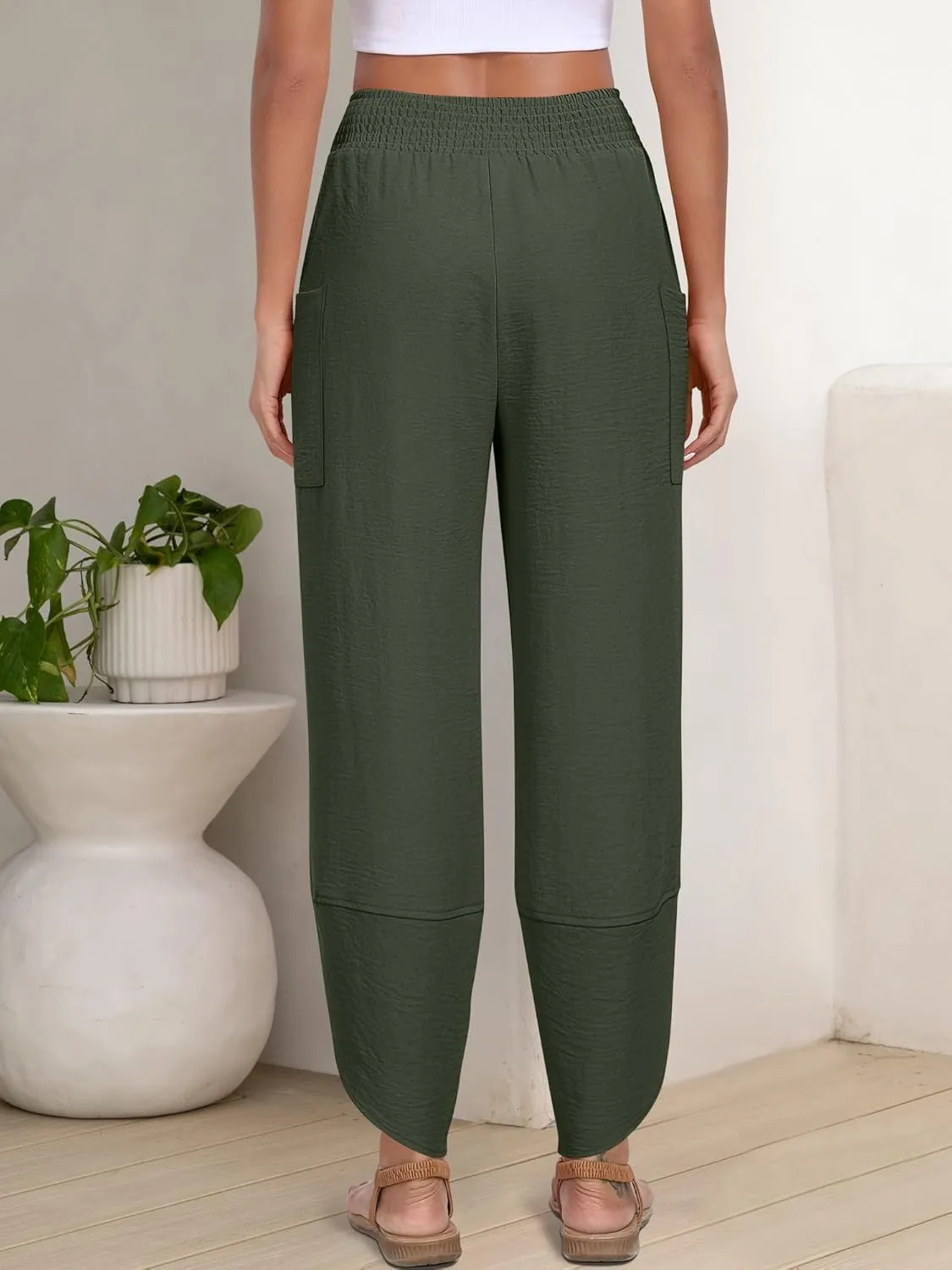 ANRABESS Womens Wide Leg Palazzo Capri Pants 2025 Summer Casual Loose High Waisted Lounge Flowy Cropped Beach Work Trousers