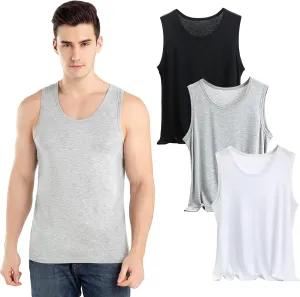 ANUFER Mens Plus Size 3 Pack Soft Stretchy Vests Tank Tops Plain Sleeveless Undershirts Gym Workout Tops