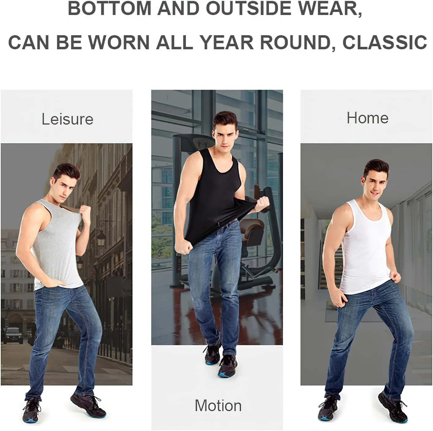 ANUFER Mens Plus Size 3 Pack Soft Stretchy Vests Tank Tops Plain Sleeveless Undershirts Gym Workout Tops