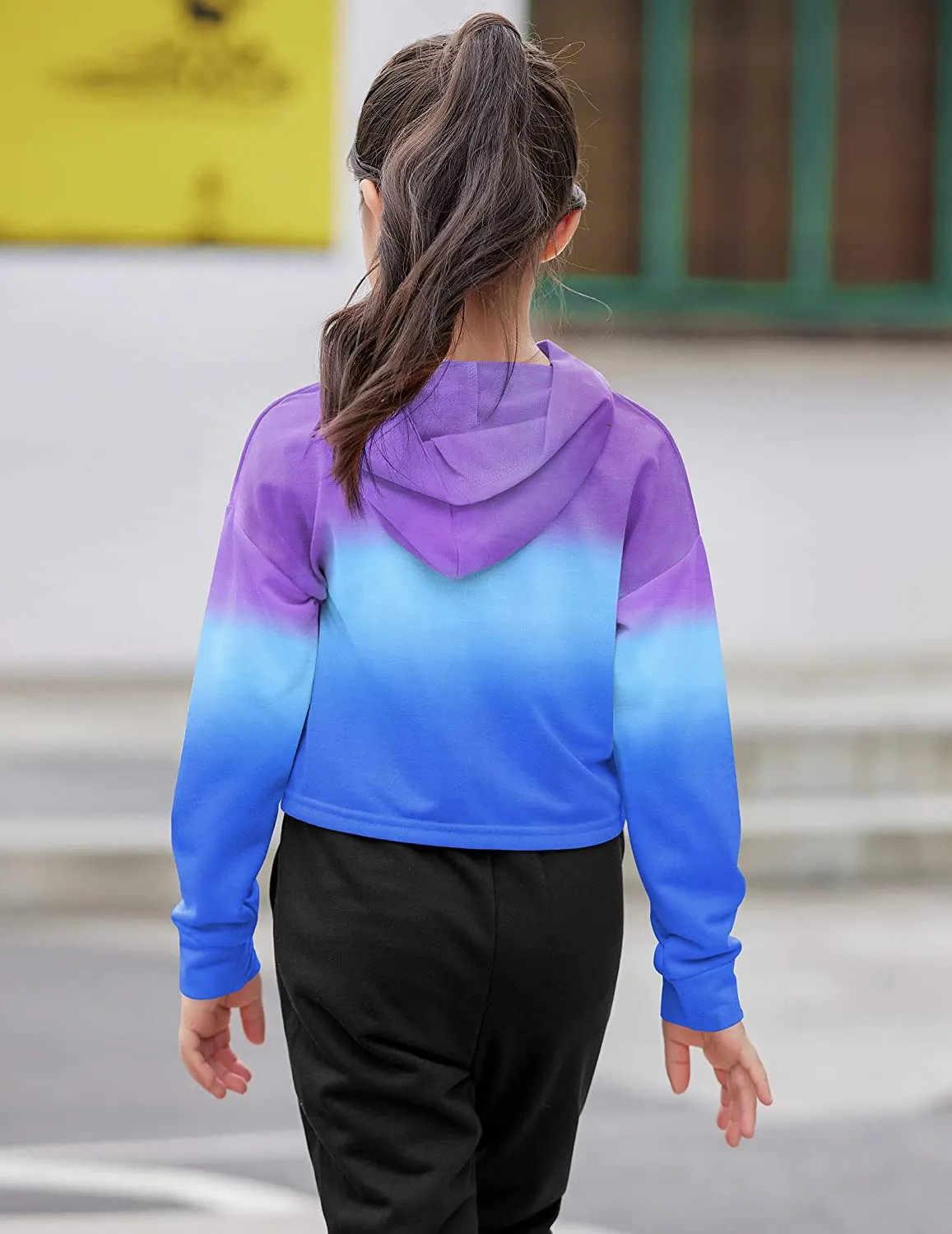 Arshiner Girls Crop Tops Tie-Dye Hoodies Kids Long Sleeve Sweatshirts