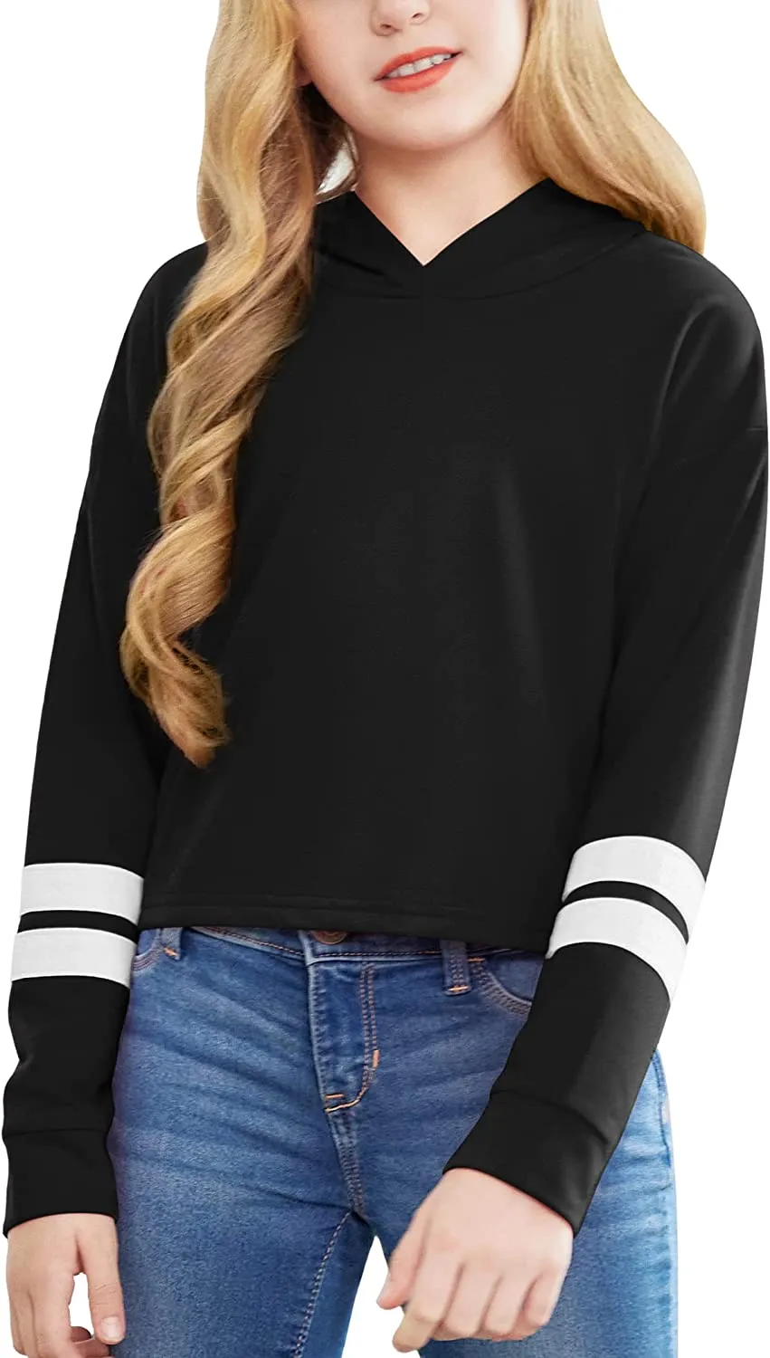 Arshiner Girls Crop Tops Tie-Dye Hoodies Kids Long Sleeve Sweatshirts
