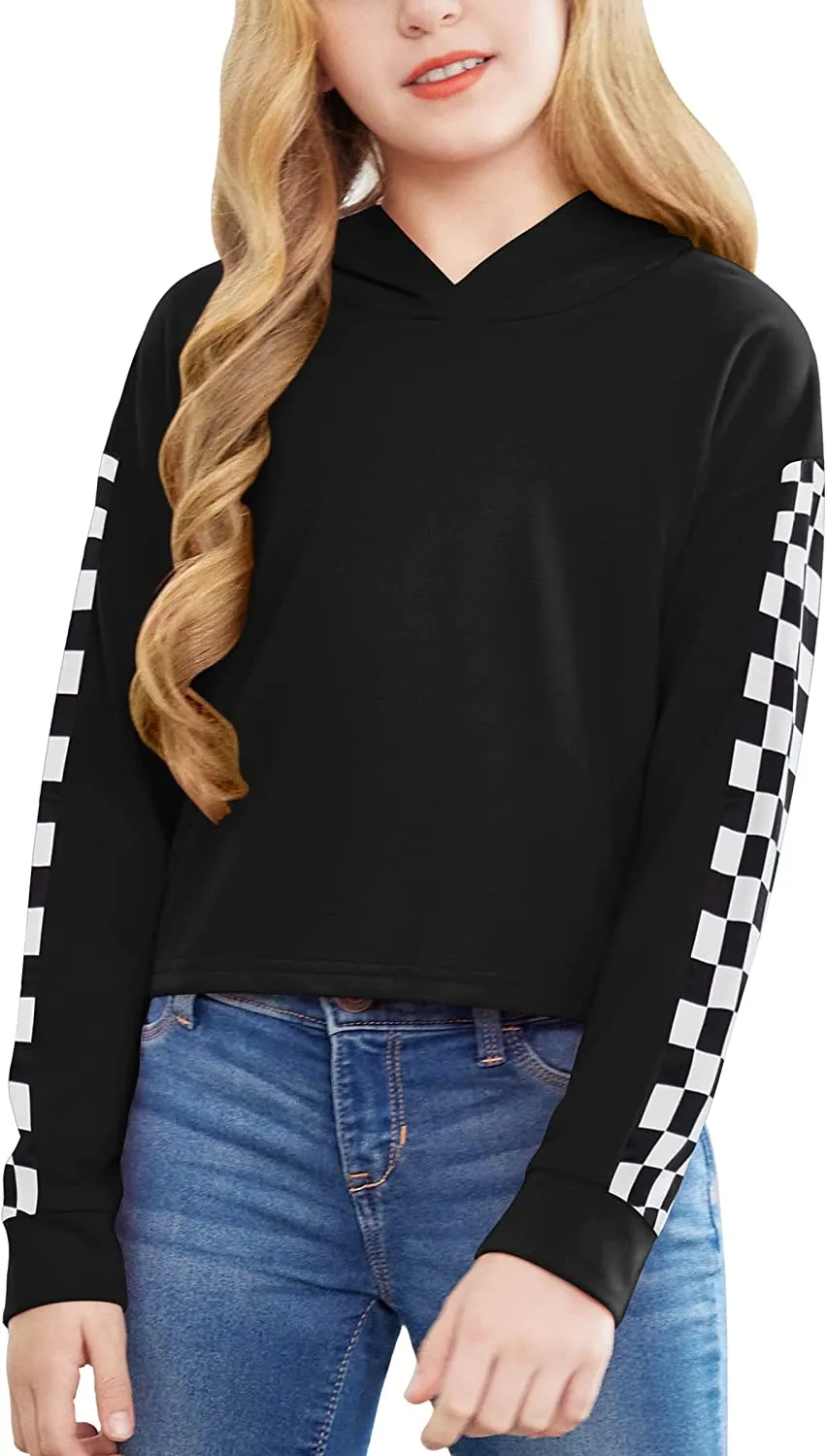 Arshiner Girls Crop Tops Tie-Dye Hoodies Kids Long Sleeve Sweatshirts