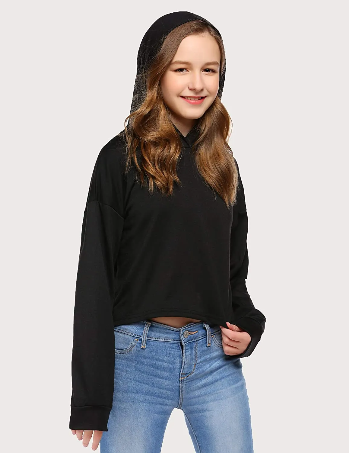 Arshiner Girls Crop Tops Tie-Dye Hoodies Kids Long Sleeve Sweatshirts