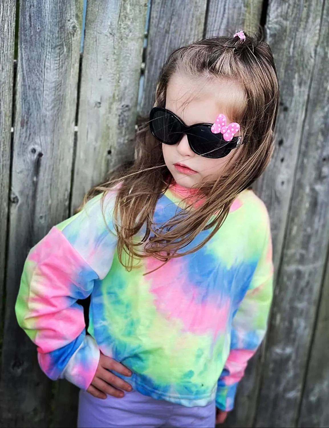 Arshiner Girls Crop Tops Tie-Dye Hoodies Kids Long Sleeve Sweatshirts