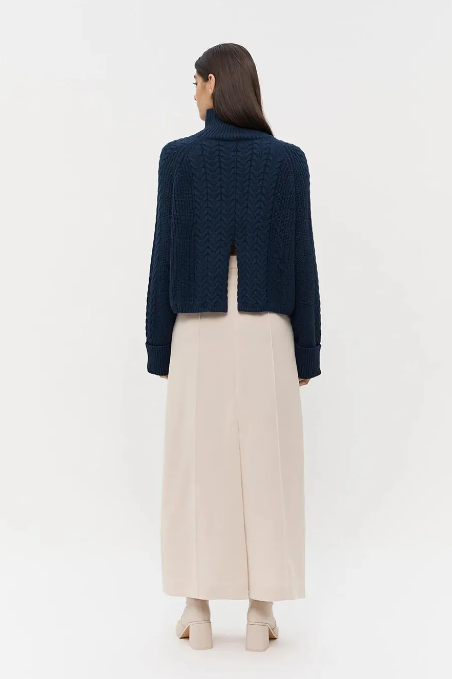 Austin Cable Knit Jumper Dark Navy