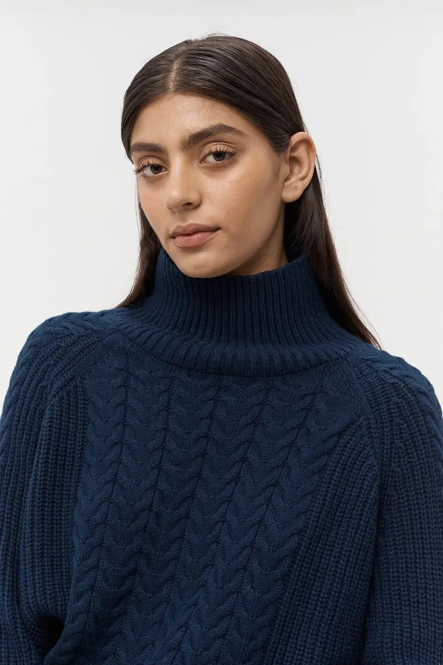 Austin Cable Knit Jumper Dark Navy