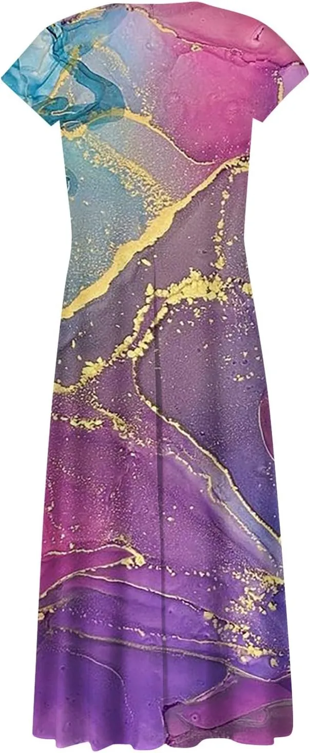 Azeralia Summer Dresses for Women 2024 Short Sleeve Dresses for Women 2024 Elegant Wedding Guest Dress Party Dress for Women