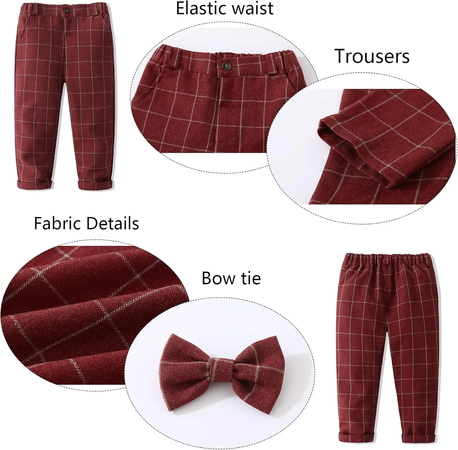 Baby Boys' 4-Piece Gentleman Suit Set with Shirt, Vest, Bowtie and Pants Outfits