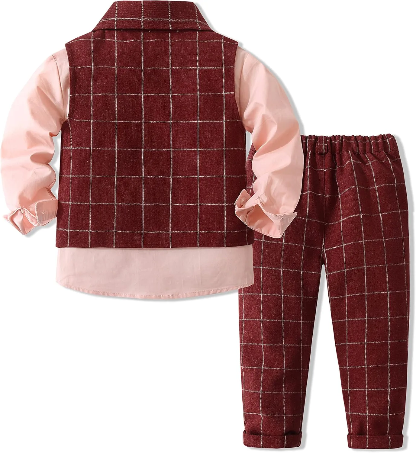 Baby Boys' 4-Piece Gentleman Suit Set with Shirt, Vest, Bowtie and Pants Outfits