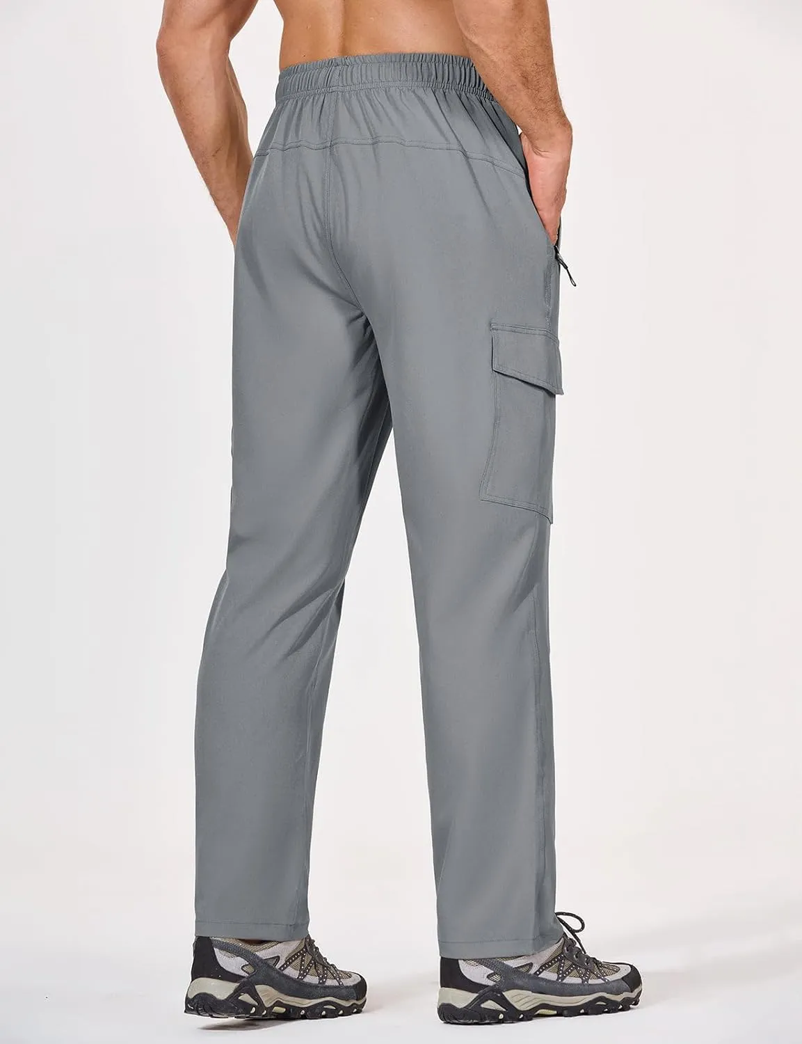 baleaf Men's Hiking Pants Water Resistant Cargo Quick Dry Travel Elastic Waist with Zip Pockets UPF 50  for Work Running