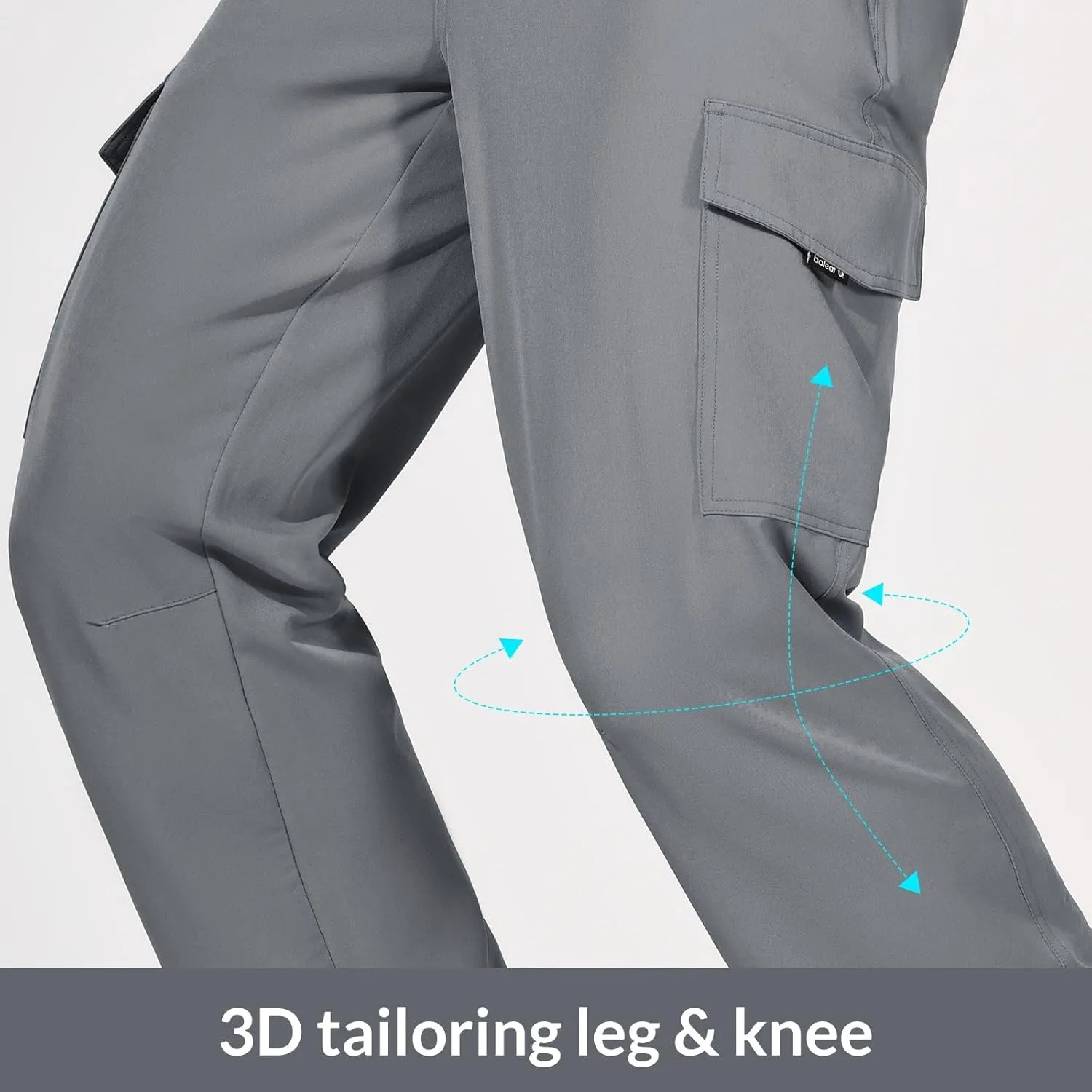 baleaf Men's Hiking Pants Water Resistant Cargo Quick Dry Travel Elastic Waist with Zip Pockets UPF 50  for Work Running