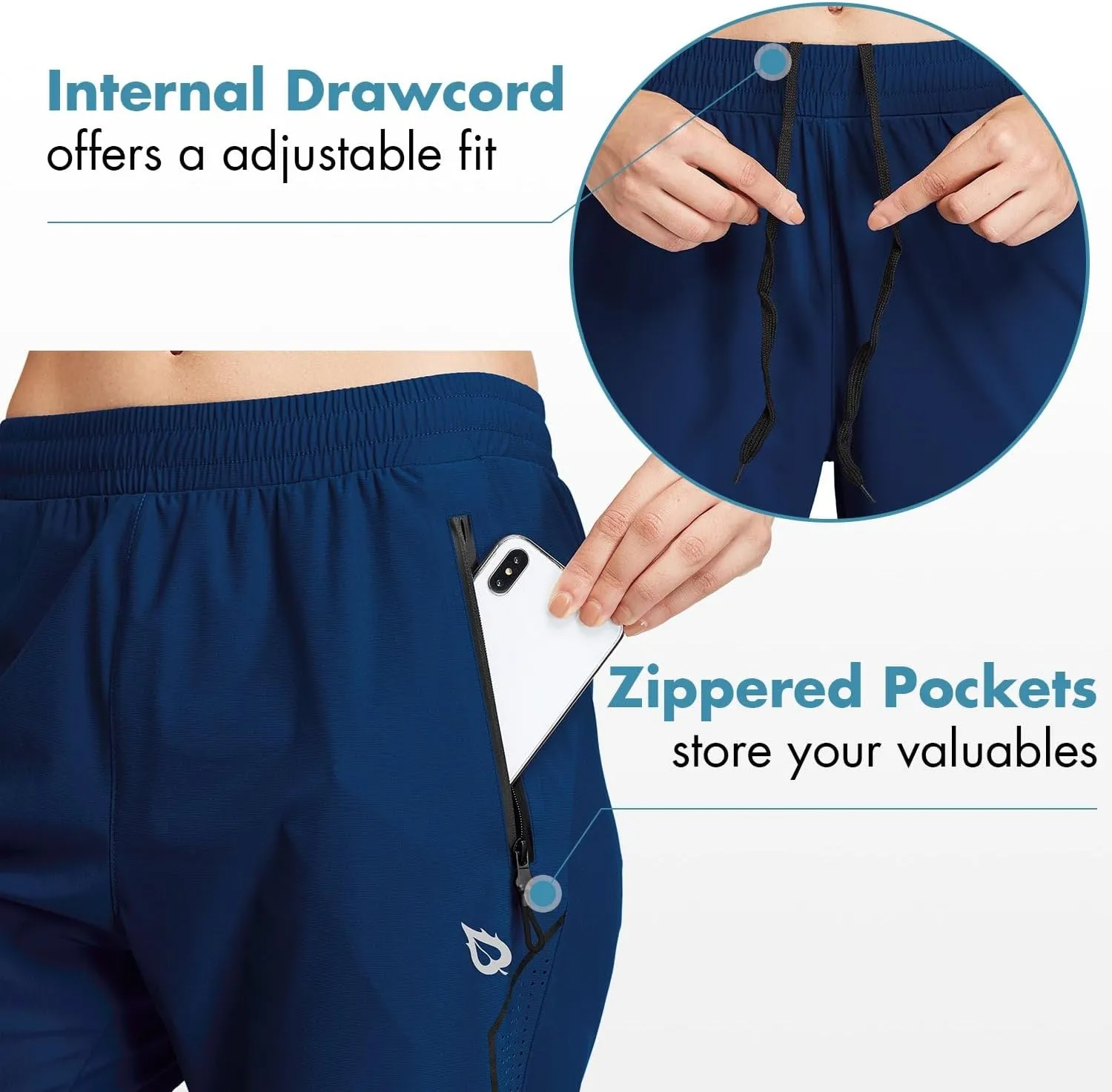 baleaf Women's Joggers Running Hiking Pants Lightweight Quick Dry Athletic Travel Workout with Zipper Pockets