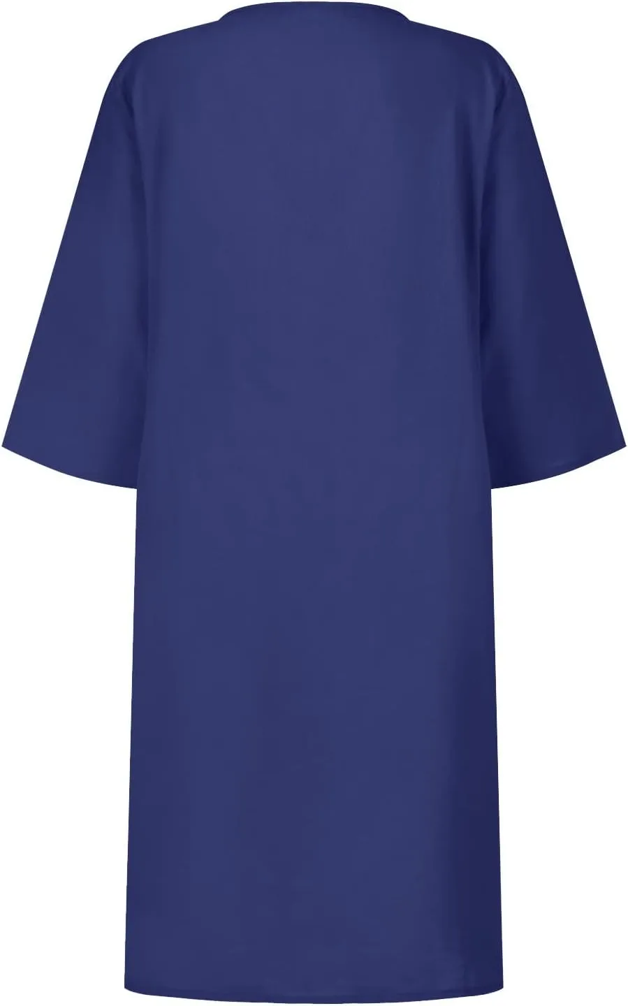 BAXLIMEK Cotton Linen Dresses for Women,2025 Summer Trendy Elegant Plain Beach Dress,Casual 3/4 Sleeve Midi Dress