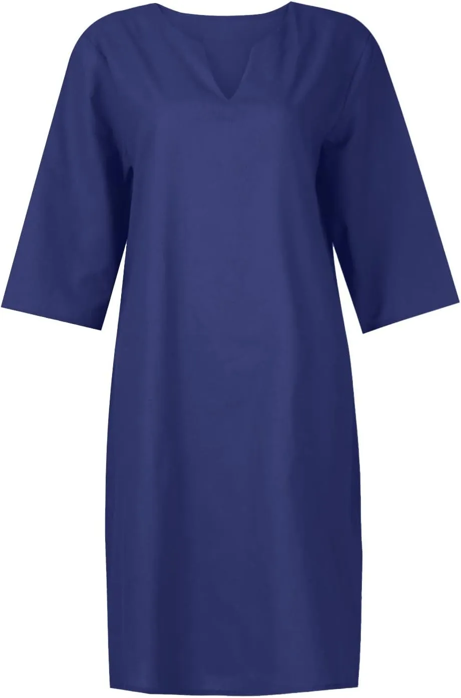 BAXLIMEK Cotton Linen Dresses for Women,2025 Summer Trendy Elegant Plain Beach Dress,Casual 3/4 Sleeve Midi Dress