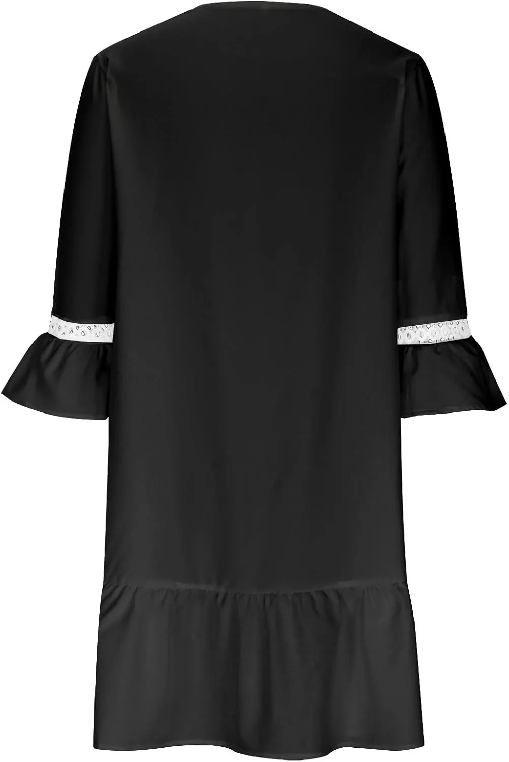 Beach Dresses for Women Summer Casual Bell Sleeve Boho Dress V Neck Lace Mini Dress Fashion Graphic Printed Midi Dress