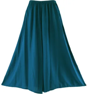 Beautybatik Solid Rayon Women Flowy Loose Palazzo Wide Leg Flare Pants Trouser Plus Size XL 1X 2X 3X