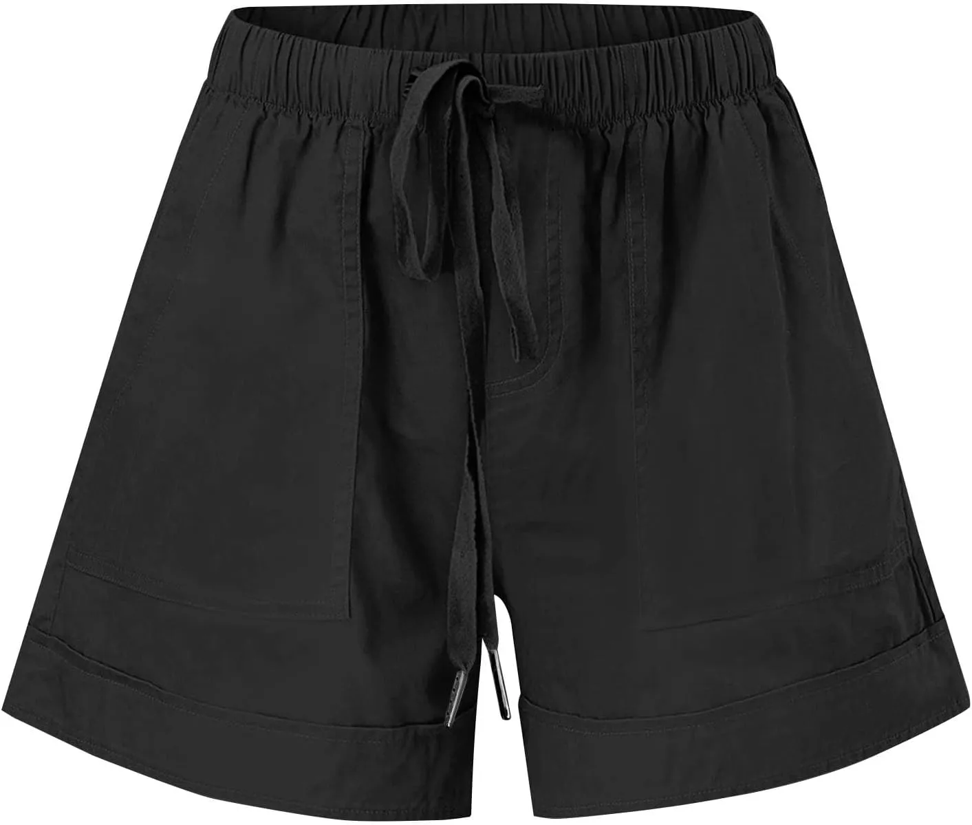 Bermuda Shorts for Women Casual Drawstring Elastic Waist Plus Size Lightweight Pants with Pockets Beach Vacation 2025
