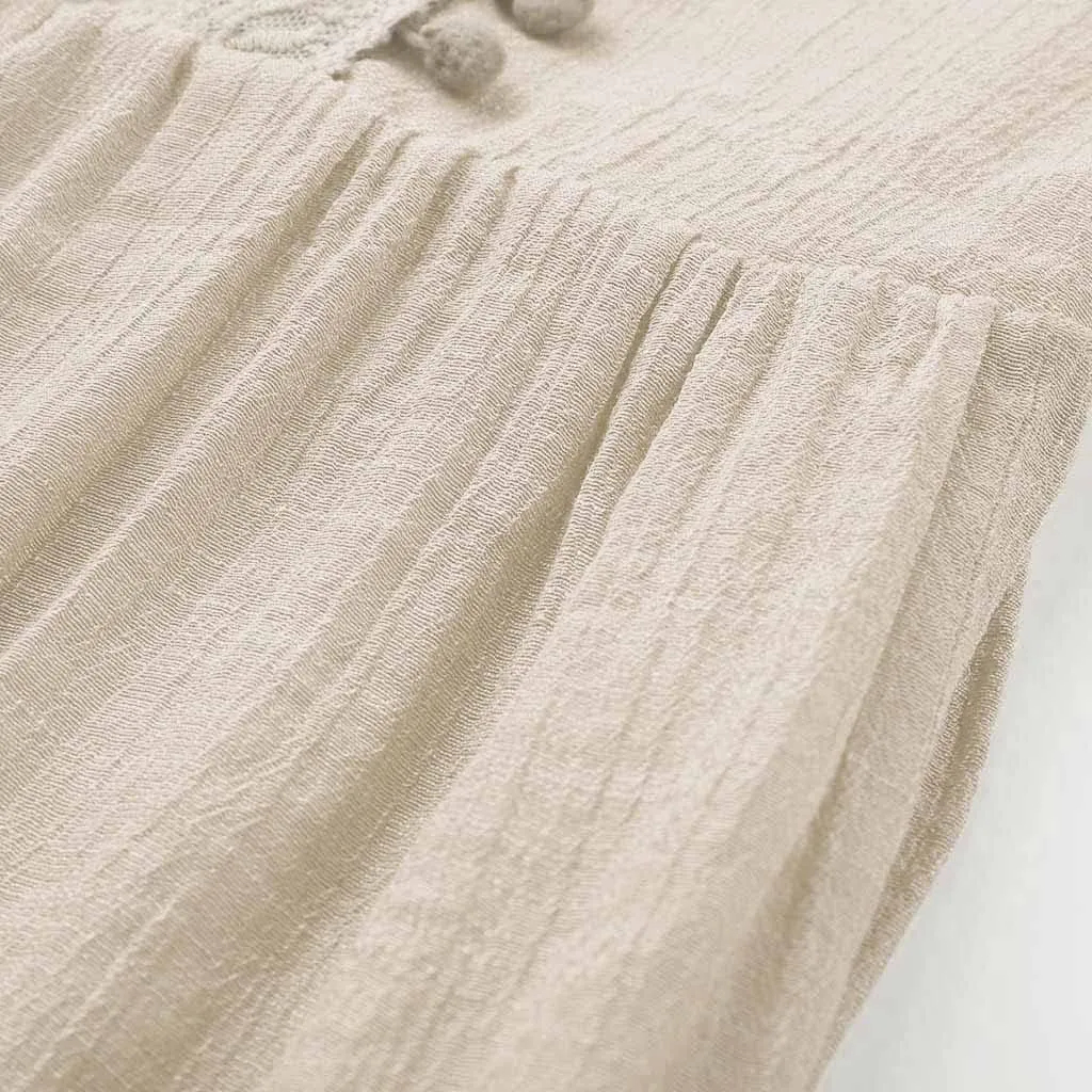 Boho Floral Lace Maxi Dress for Womens Summer V Neck 3/4 Sleeve Flowy Tassel Maxi Dresses Beach Swing Sundress
