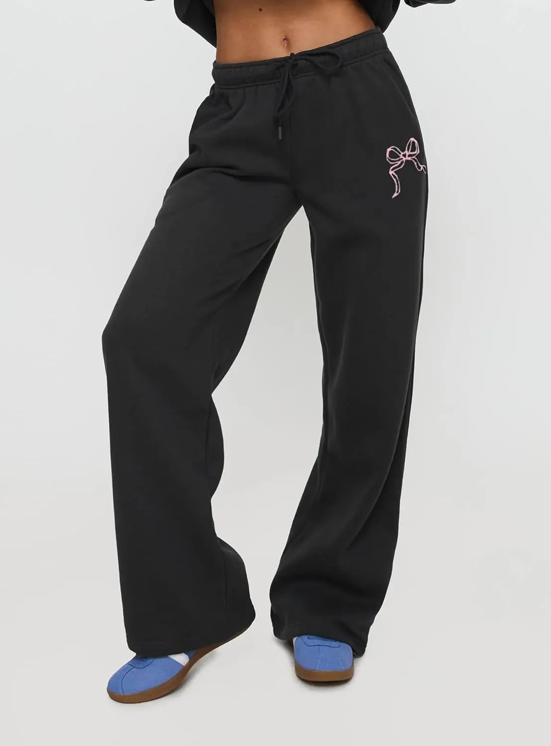 Bow Sweat Set for Women Sweatsuits 2 Piece Set Long Sleeve Oversized Hoodie Sweatpants Matching Tracksuit Preppy