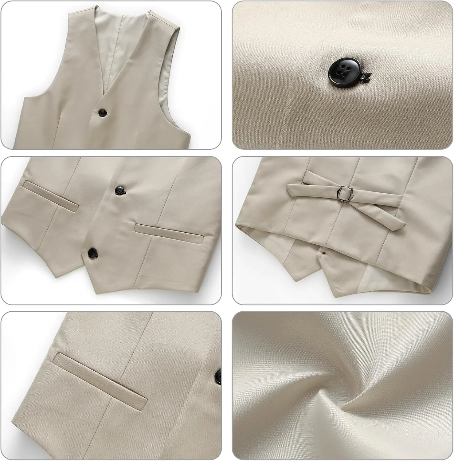 Boy Suits 3 Piece Slim Fit Formal Suit Set with Tuxedo Jacket Vest Pants for Kids Wedding Ring Bearer Party