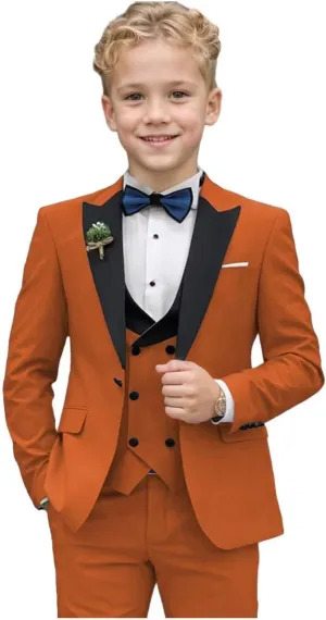 Boys Suit for Kids 3 Piece Slim Fit Formal First Communion Suit Toddler Wedding Ring Bearer Outfit