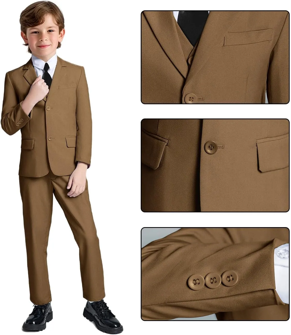Boys Suit for Kids Teens Formal 5 Piece Tuxedo Suit Set
