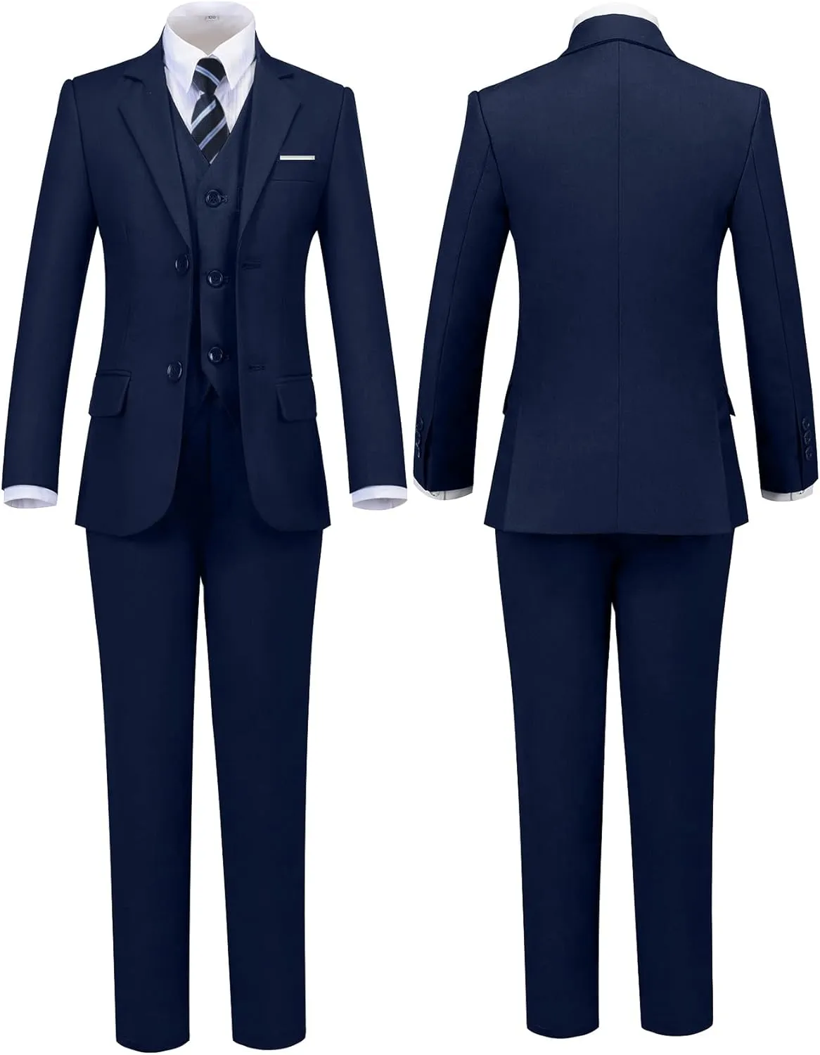 Boys Suits Black Suit for Boy Slim Fit Formal Toddler Kids 7Pcs Vest Dress Pants Blazer Ring Bearer Outfit with Accessory