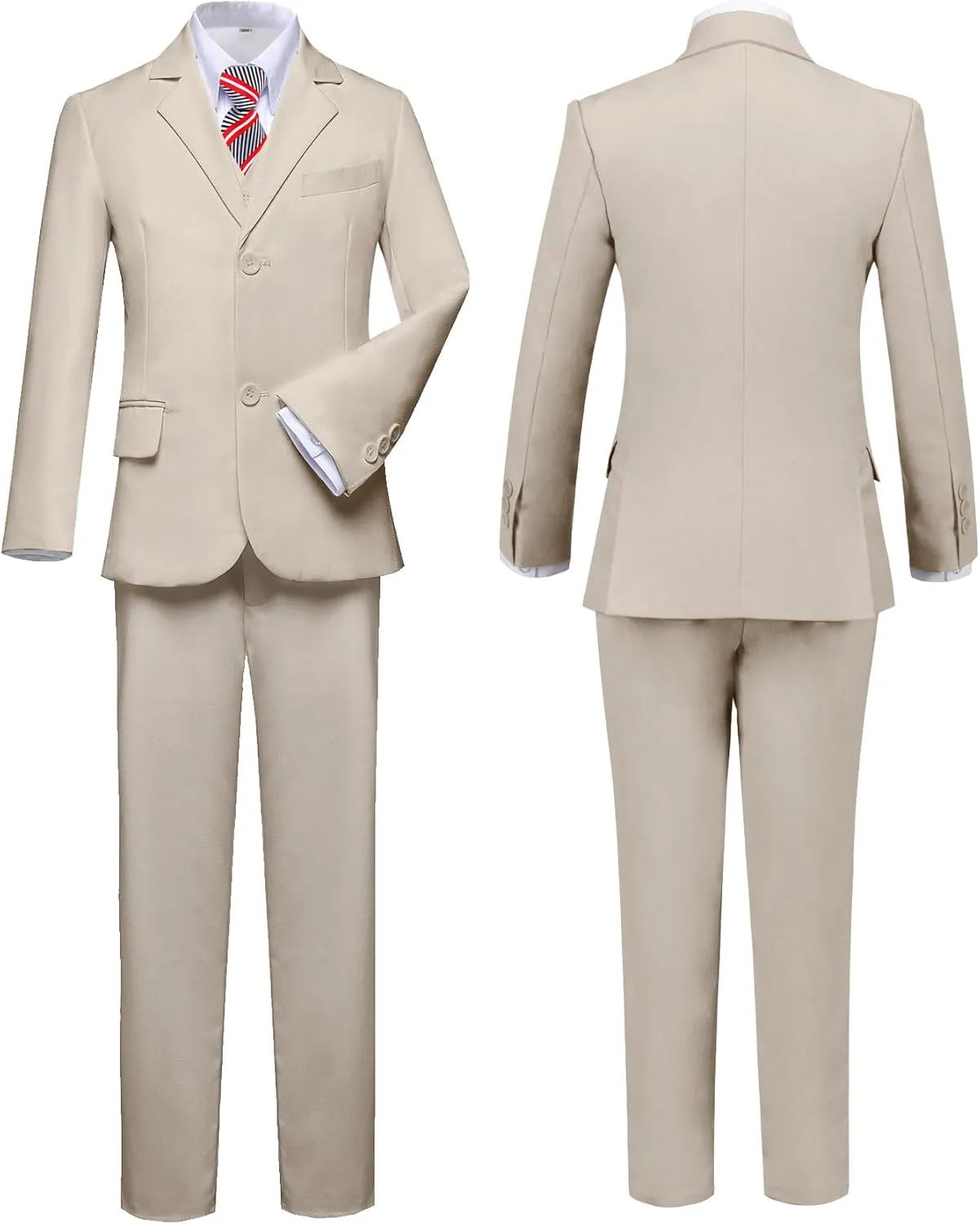 Boys Suits Black Suit for Boy Slim Fit Formal Toddler Kids 7Pcs Vest Dress Pants Blazer Ring Bearer Outfit with Accessory