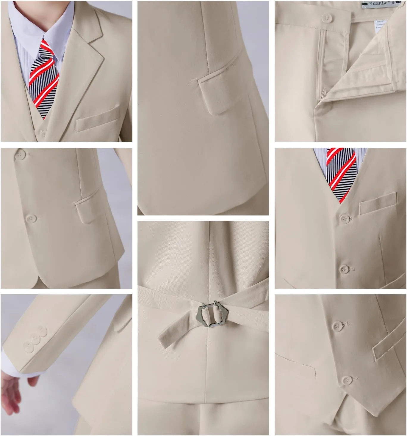 Boys Suits Black Suit for Boy Slim Fit Formal Toddler Kids 7Pcs Vest Dress Pants Blazer Ring Bearer Outfit with Accessory