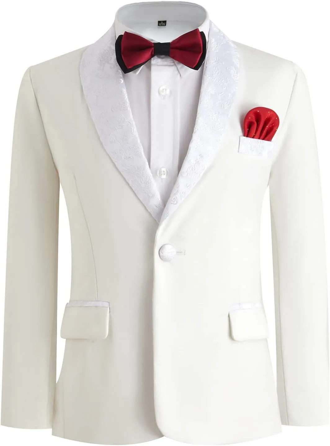 Boys Tuxedo Suit 3 Pieces Kids Formal Slim Fit Velvet Suits Set for Wedding Prom Party