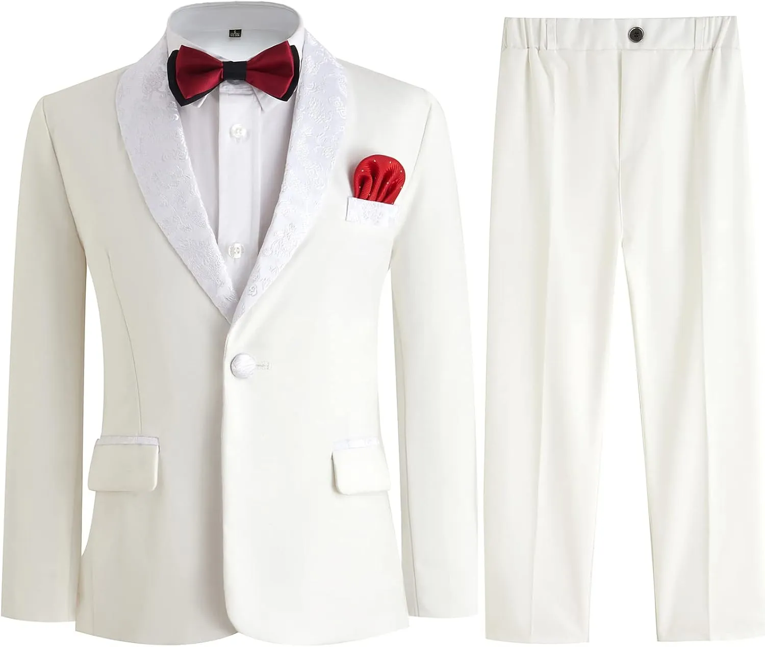Boys Tuxedo Suit 3 Pieces Kids Formal Slim Fit Velvet Suits Set for Wedding Prom Party