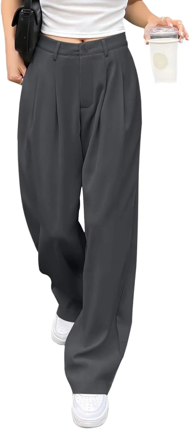 Business Casual Pants for Women Long Women Straight Leg High Waist Pants Going Out Walking Loose Fit Work Trousers