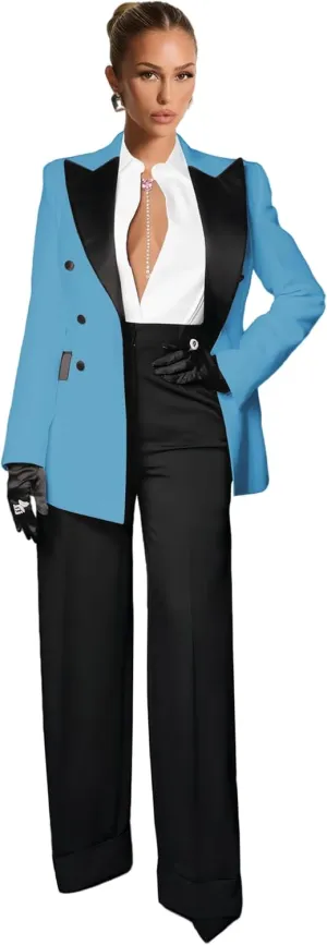 Business Pant Suits for Women Wedding Women Suits 2 Piece Double Breasted Tuxedo Casual Peak Lapel Prom Womens Suit
