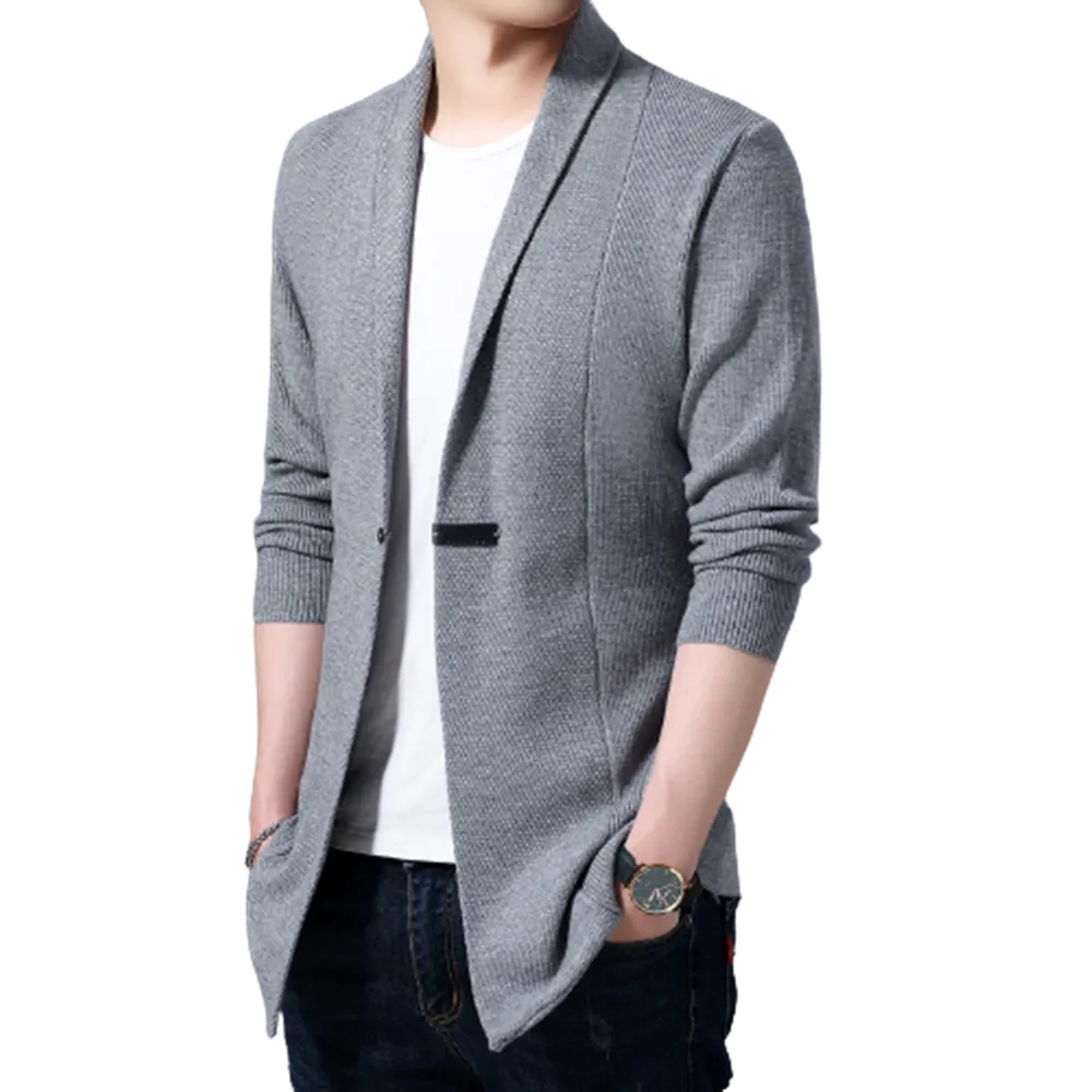 Cardigan Mens Sweaters Spring Autumn Men Casual Cardigan Jacket Man Solid Color Long Sweater Windbreaker Single Button Coats