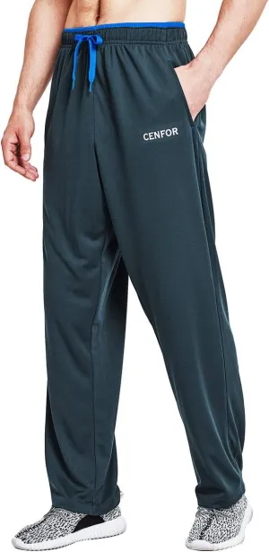 CENFOR Men's Sweatpants with Pockets Open Bottom Workout Pants, for Athletic, Jogging, Training, Casual