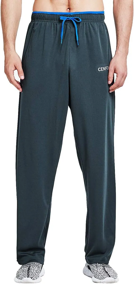 CENFOR Men's Sweatpants with Pockets Open Bottom Workout Pants, for Athletic, Jogging, Training, Casual