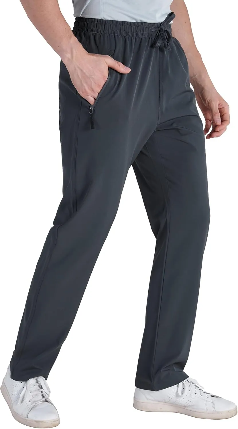 clothin Mens Workout Athletic Pants Elastic-Waist Drawstring Pants for Sport Exercise Travel,Quick-Dry,Stretchy