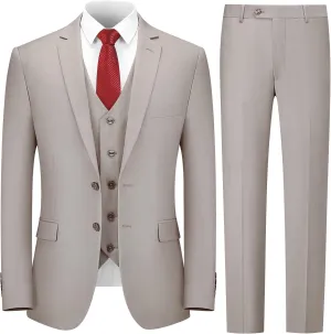 Cooper & Nelson 3 Piece Mens Suit Set, Slim Fit Suit for Men, Solid Jacket, Vest, Pants and Tie